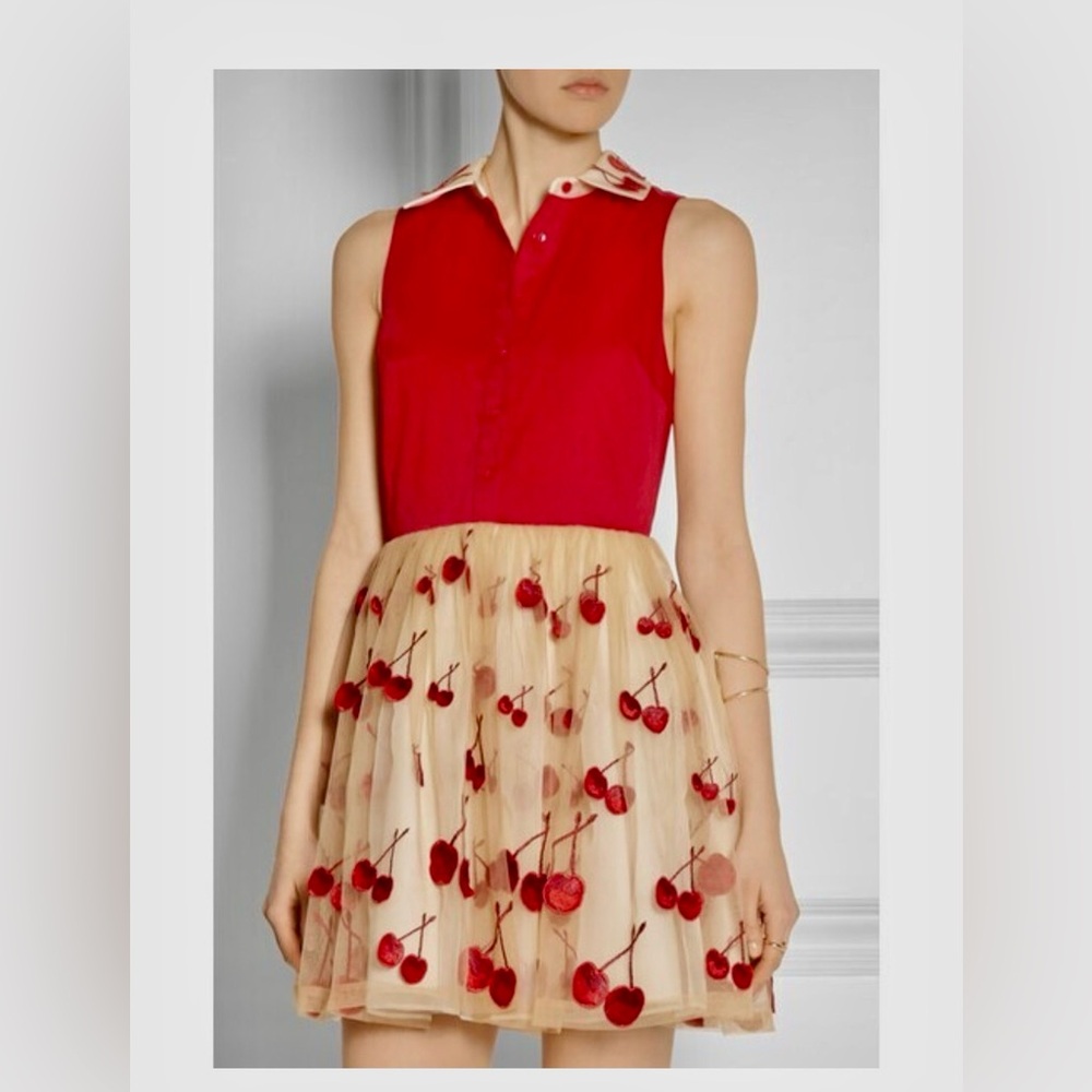 FABULOUS!! Alice + Olivia Cherry Collared Tulle Dress NWT ! Absolutely stunning - Picture 4 of 4